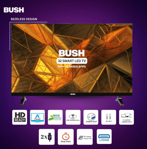 Bush 80 cm (32 inch) HD Smart LED TV, Black, JMK32 PRO